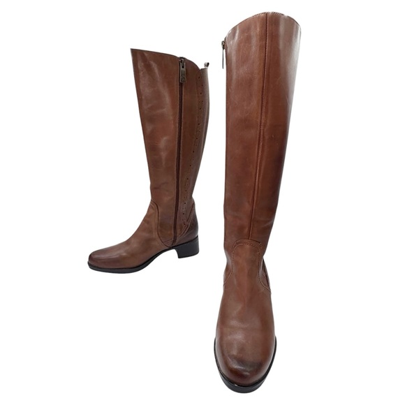 Blondo Women's Brown Leather Riding Boots Knee high Side Zip Heeled Size 7 - Picture 6 of 16
